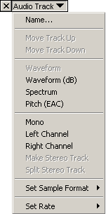 Track Pop-Down Menu